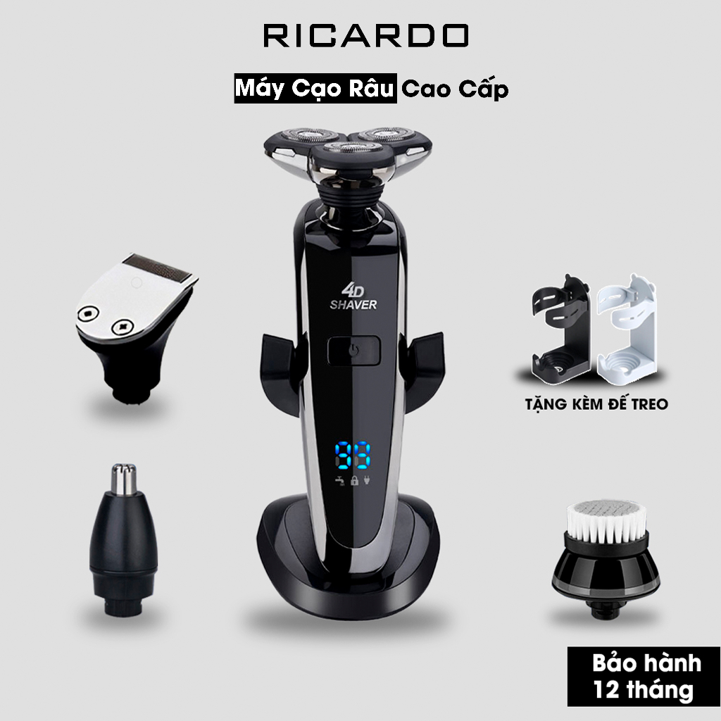 Máy cạo râu Rayco 4dShaver cầm tay cao cấp , Máy cạo râu khô đa năng mini 3 lưỡi kép cạo êm chống nước IPX7