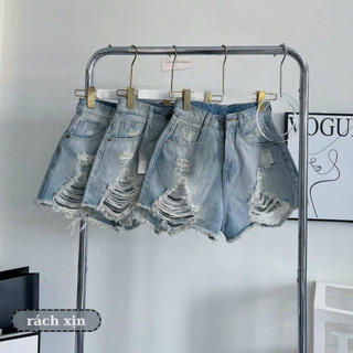 Quần short jeans nữ cạp cao rách lai kiểu mới bền đẹp dễ phối đồ Cun Fashion MQB5