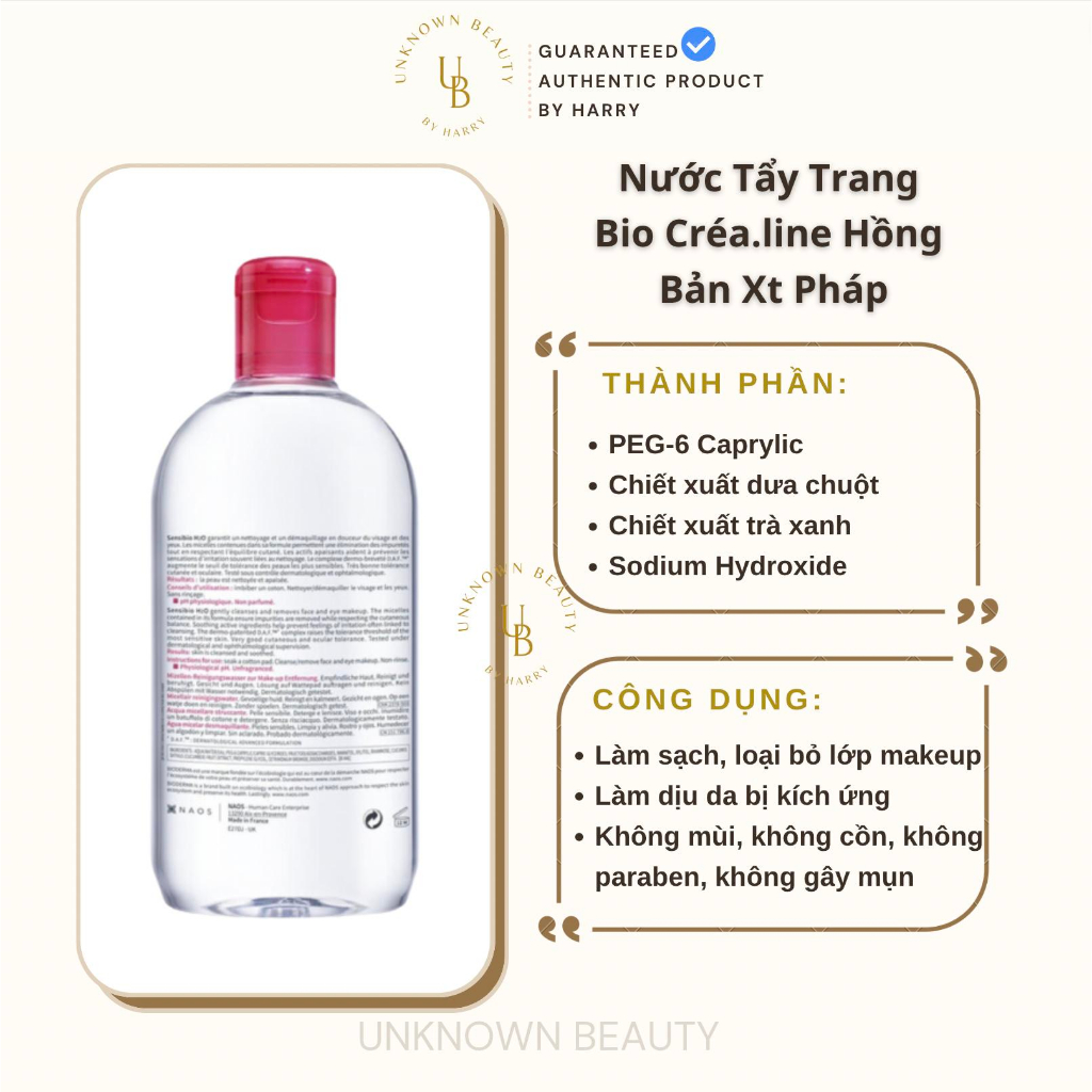 Nước tẩy trang Bi0 hồng 500ml | Unknown Beauty