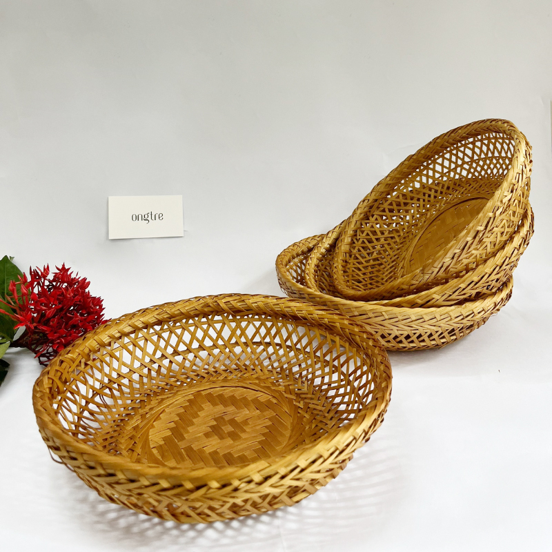 [Mã LIFEM1 giảm 50k đơn 99k] Rổ rá đan bằng tre đẻ bàn ăn phòng khách, đựng hoa quả đồ khô decor | ongtre® (Vietnam)