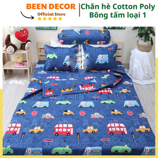 Trọn bộ 5 món chăn hè trần bông và ga gối poly cotton mẫu ôtô