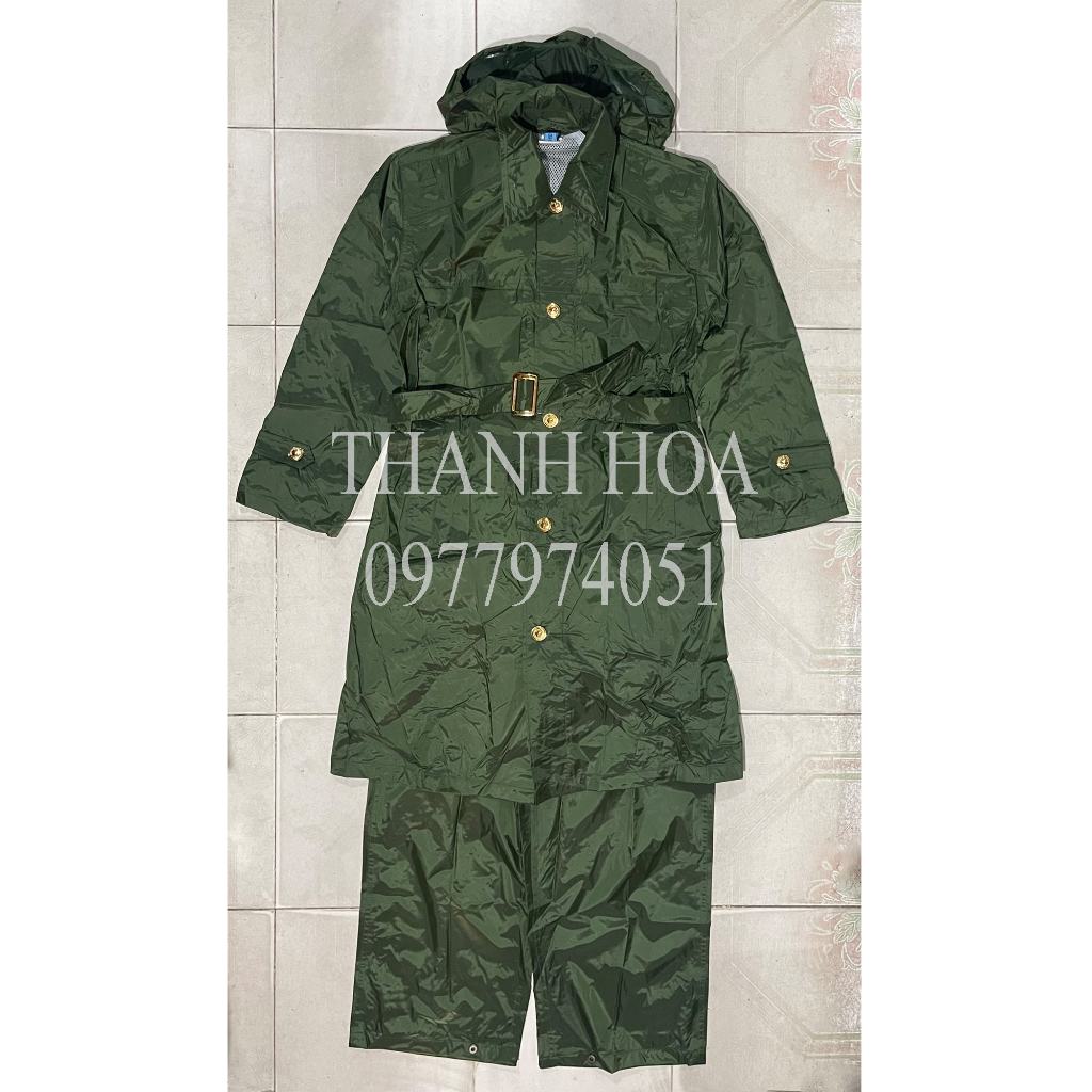 Áo mưa măng tô màu xanh hàng chuẩn cấp phát TCHC
