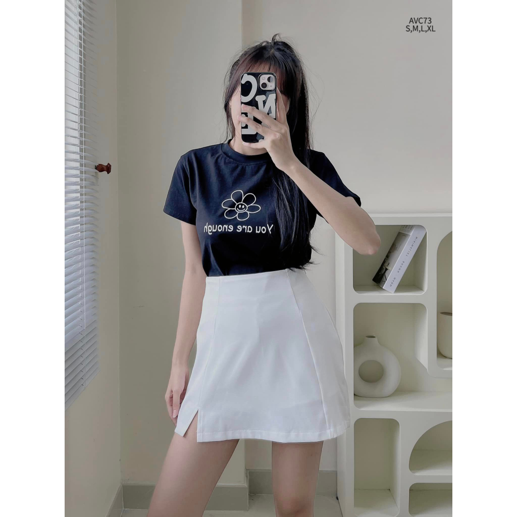 Chân váy A ngắn xẻ đùi thiết kế công sở trẻ trung CHIBEST AVC73