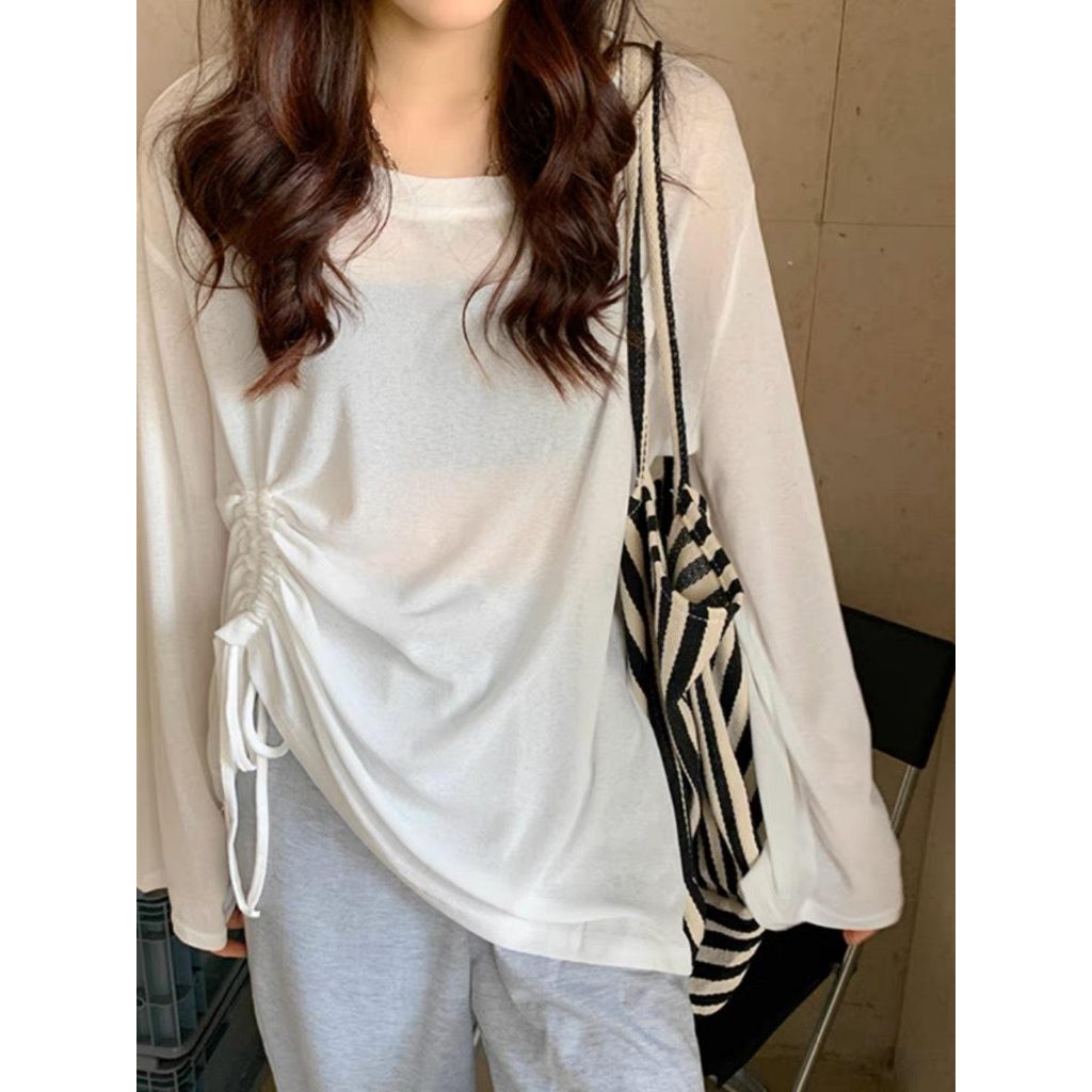 Áo thun giấy kết dây eo rút tùy chỉnh peonyb nữ - Phông kiểu bánh bèo tiểu thư hotgirl phong cách hàn quốc đẹp