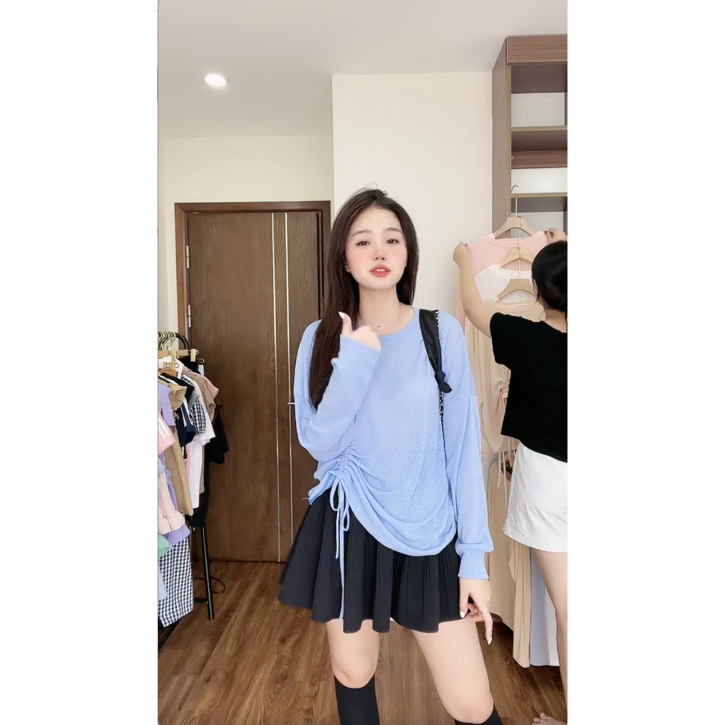 Áo thun giấy kết dây eo rút tùy chỉnh peonyb nữ - Phông kiểu bánh bèo tiểu thư hotgirl phong cách hàn quốc đẹp