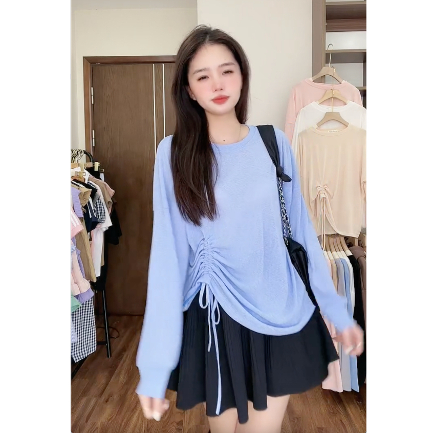 Áo thun giấy kết dây eo rút tùy chỉnh peonyb nữ - Phông kiểu bánh bèo tiểu thư hotgirl phong cách hàn quốc đẹp