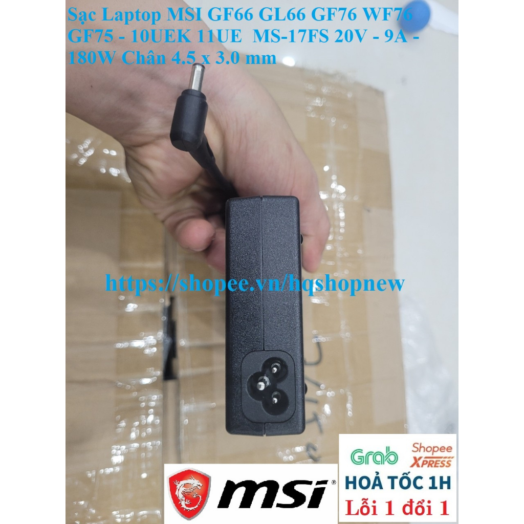 ⚡️ Sạc Laptop MSI GF66 GL66 GF76 WF76 GF75 - 10UEK 11UE  MS-17FS 20V - 9A - 180W Chân 4.5 x 3.0 mm
