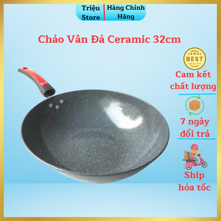 Chảo vân đá CERAMIC sâu lòng 32cm dùng trên mọi loại bếp