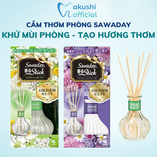 Tinh dầu cắm thơm phòng Sawaday Stick Nhật Bản khử mùi phòng hương hoa 3 loại hương hoa thơm 70m - Akushi