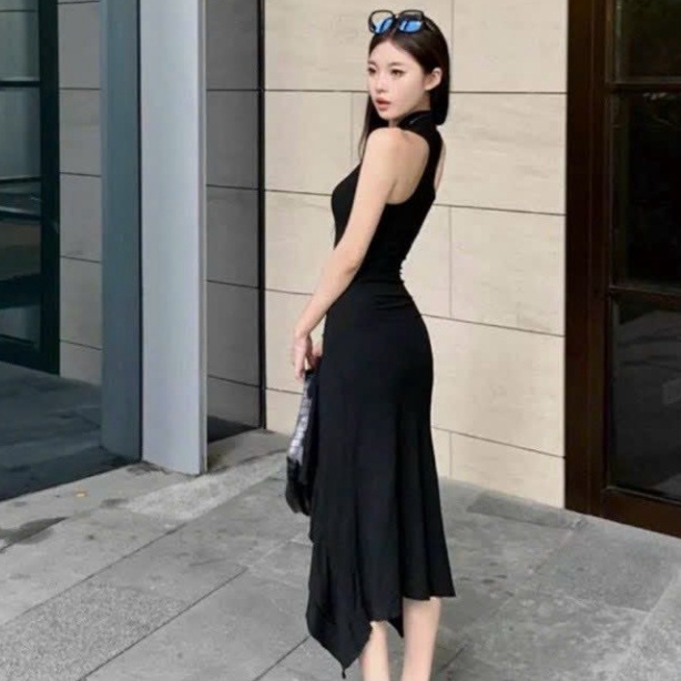 Đầm BOdy Xẻ Tà Dáng Dài Chất Thun Gân CC358 GAR HOA TOC