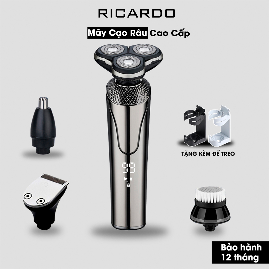 Máy cạo râu bạc cao cấp chống nước có led hiển thị pin 3 đầu cạo tối ưu MCR03
