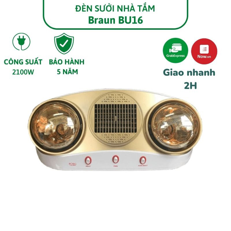 Đèn Sưởi Nhà Tắm 3 Bóng Braun Borg [Hàng chính Hãng - Bảo Hành 5 Năm]