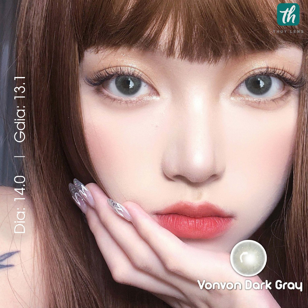 Kính áp tròng THÚY LENS cho mắt cận màu xám sáng độ cận từ 0 - 8 Vonvon Gray