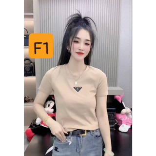 Áo thun cổ tròn nữ cotton vải cotton basic đẹp phông tay ngắn in logo