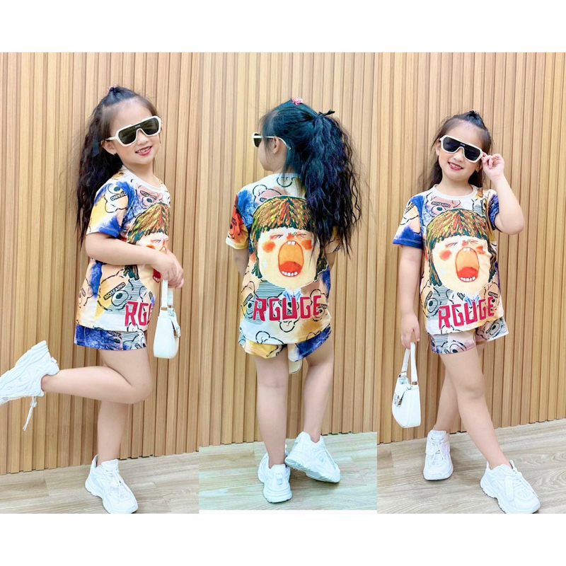 Bộ quần áo bé gái size 23-40kg bèo hình đáng yêu