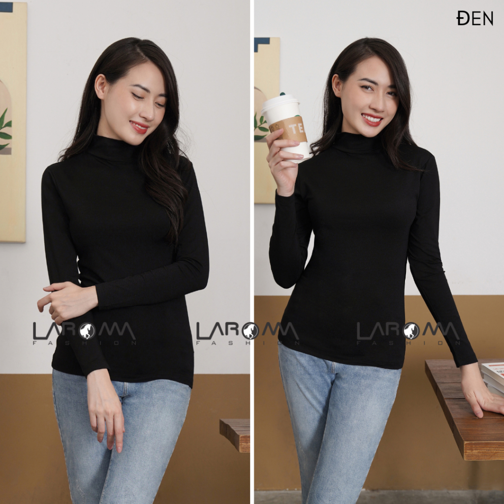 Áo Giữ Nhiệt Nữ Cổ Cao LAROMA | Giữ Ấm - Siêu Co Dãn - Vải Thơm - Kháng Khuẩn