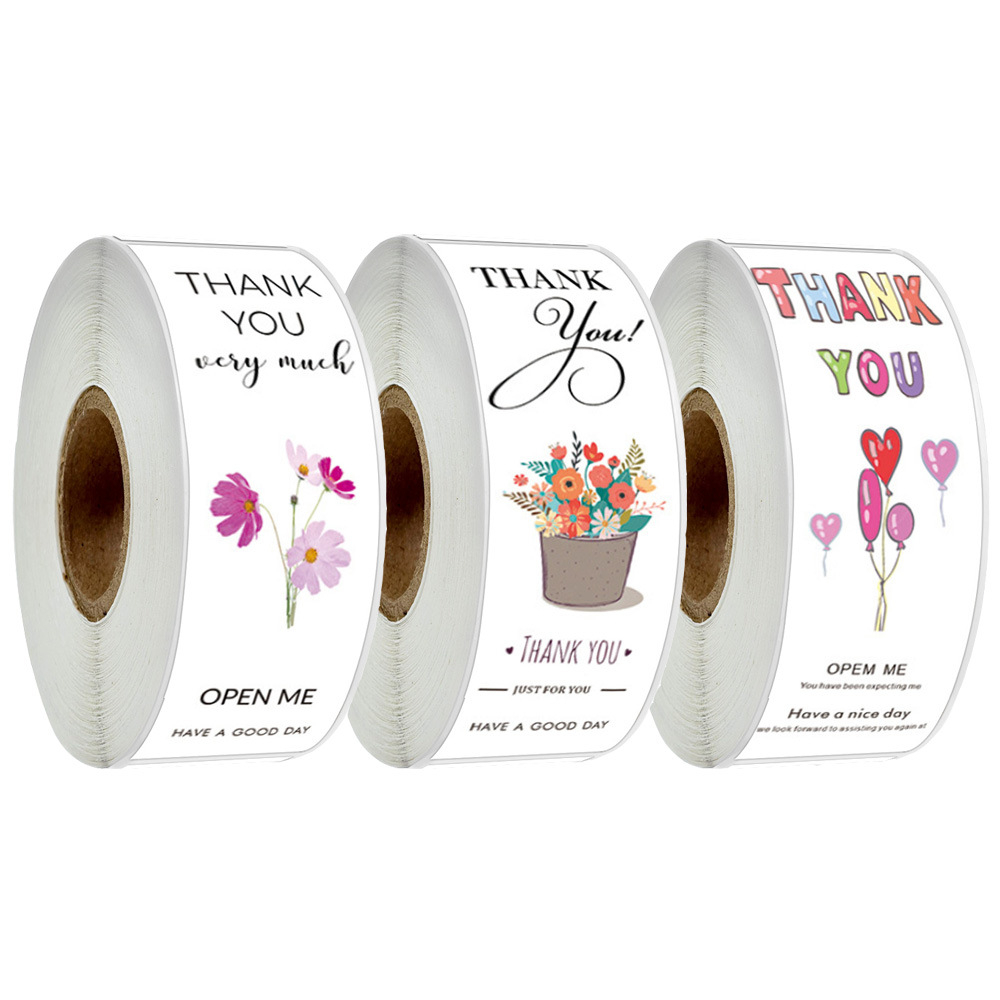 Set cuộn 100-500 tem dán niêm phong, tem cảm ơn thank you phong cách vintage