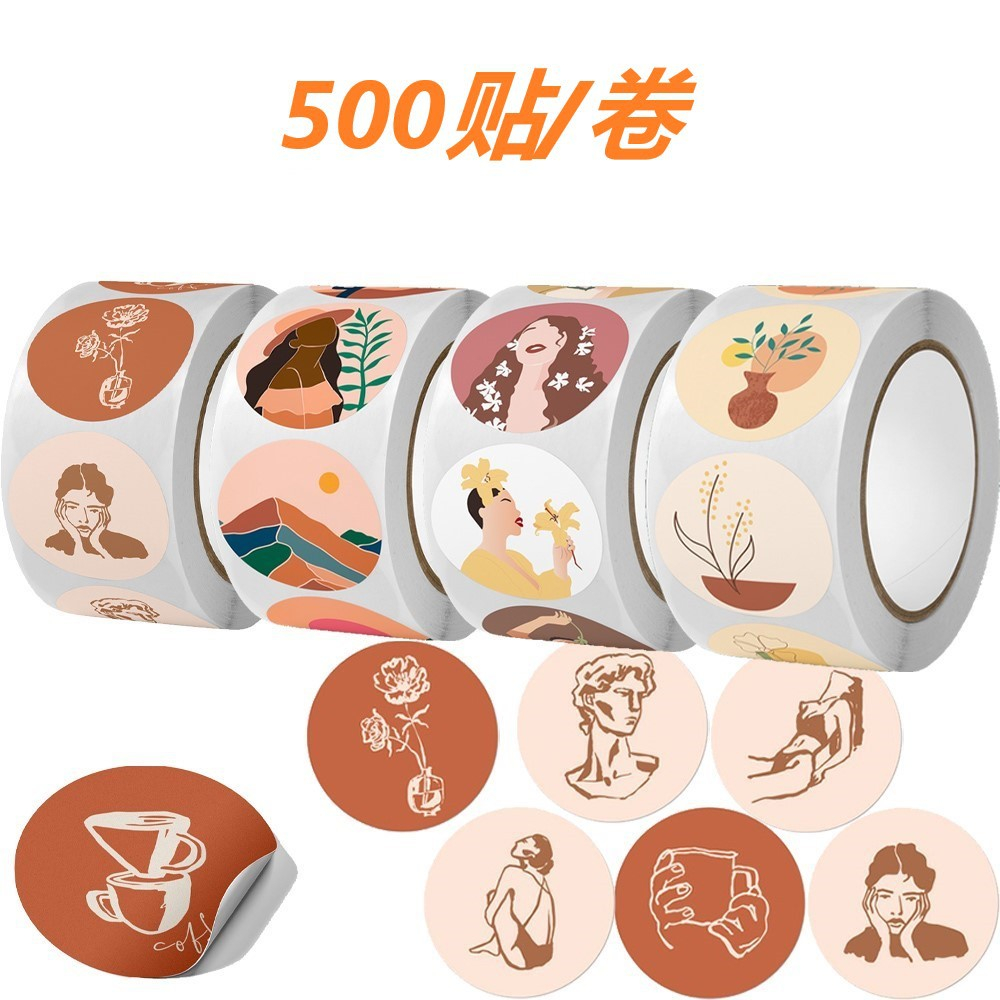 Set cuộn 100-500 tem dán niêm phong, tem cảm ơn thank you phong cách vintage