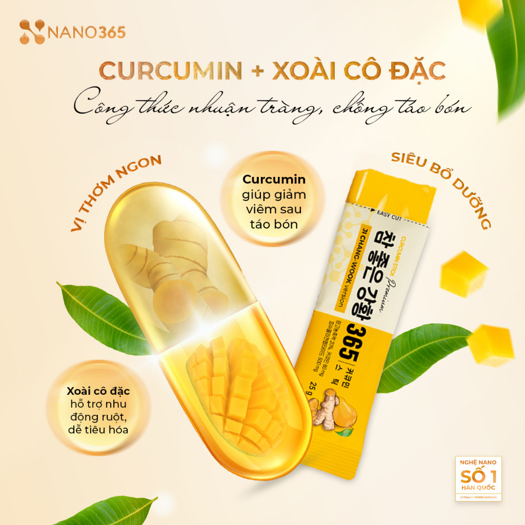 [QUÀ HẤP DẪN] Combo 2 Hộp Thạch Nghệ Nano Curcumin 365 Premium (Mỗi Hộp 10 Thanh, Tổng 20 Thanh)