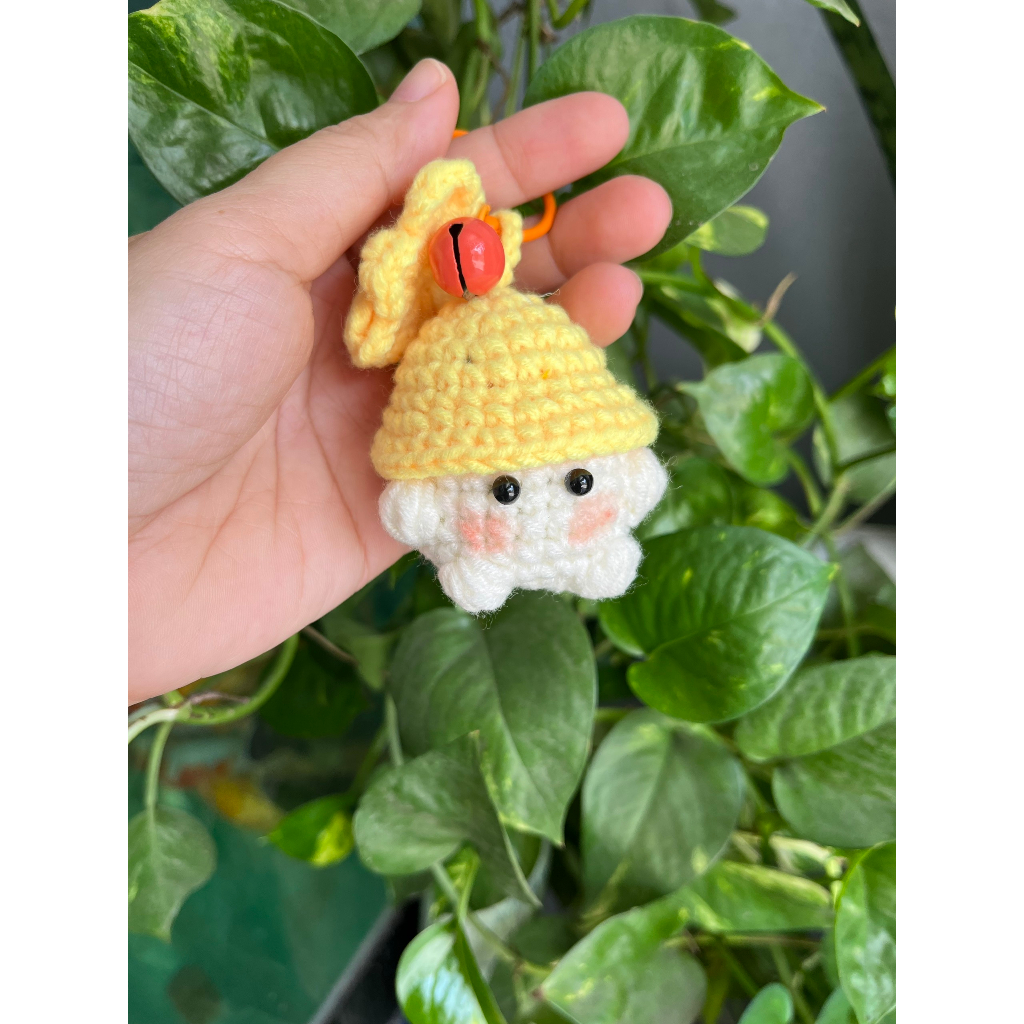 Móc khóa bé nấm bằng len cute