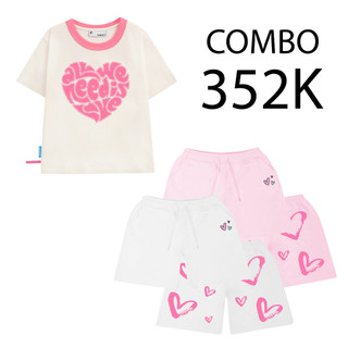 Combo áo thun baby tee localbrand puberty big heart baby tee và quần thun shorts nỉ localbrand puberty cuties shorts