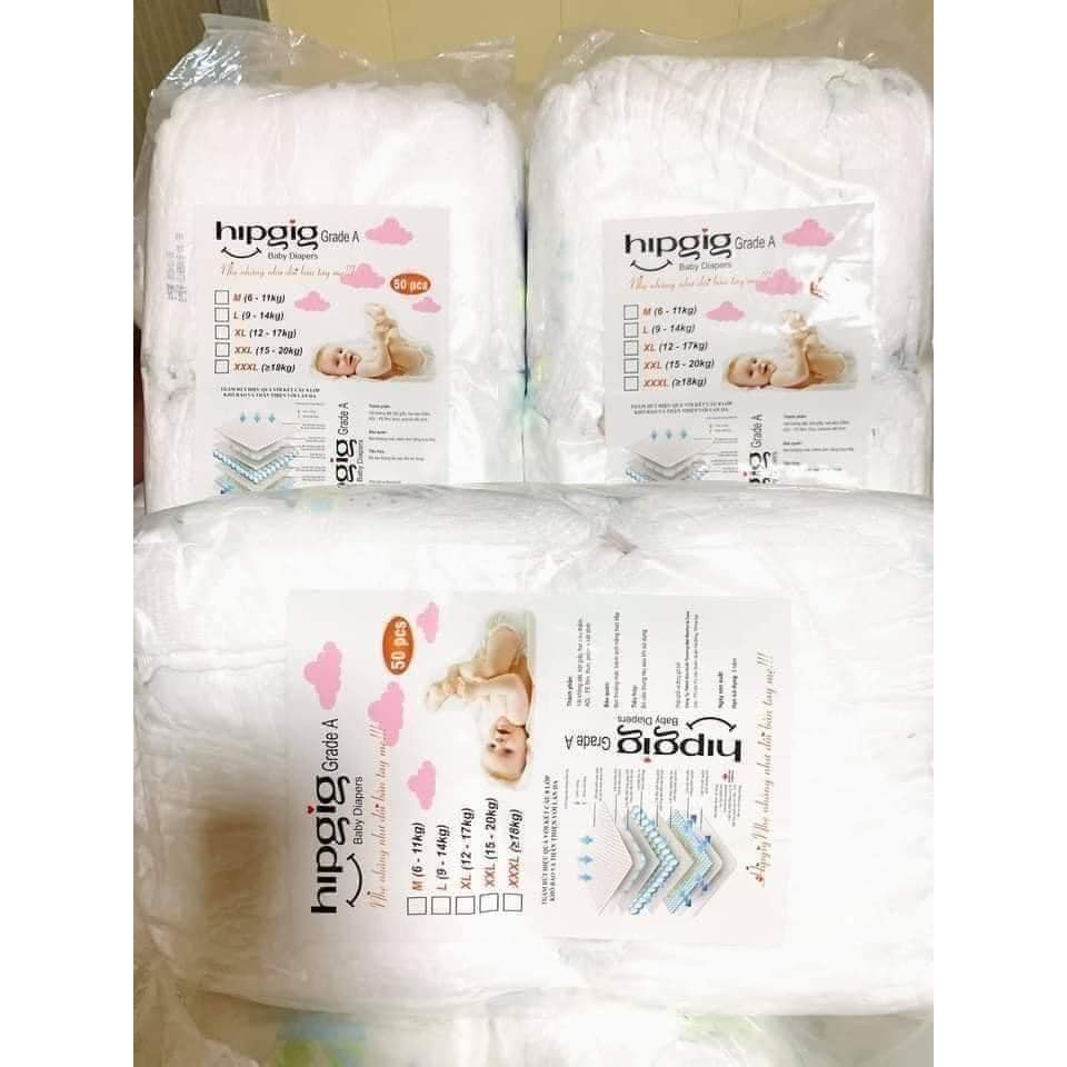 (Hà Nội- Ship hỏa tốc)100 miếng bỉm dán Hipgig A.S100.M100.L100.XL100.XXL100