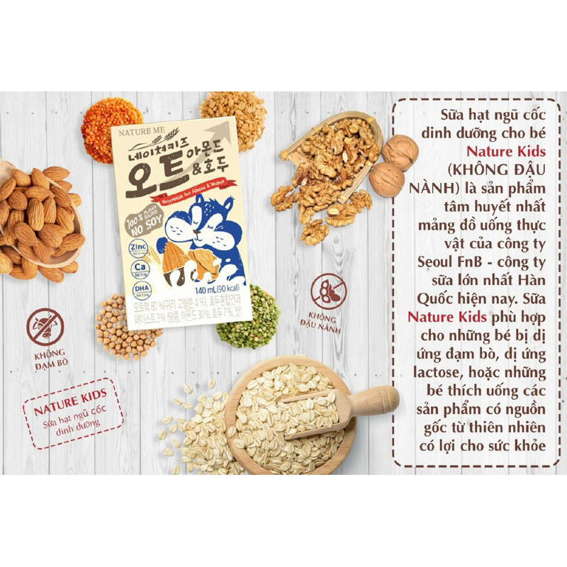 Sữa hạt ngũ cốc NATURE KIDS cho bé dị ứng đạm bò - không đậu nành