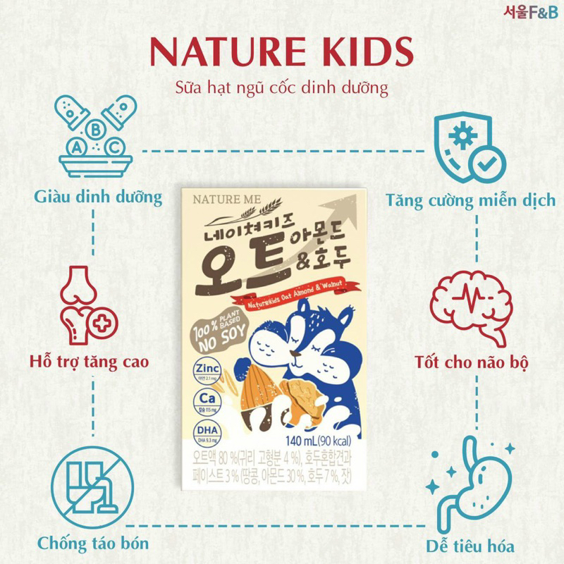 Sữa hạt ngũ cốc NATURE KIDS cho bé dị ứng đạm bò - không đậu nành