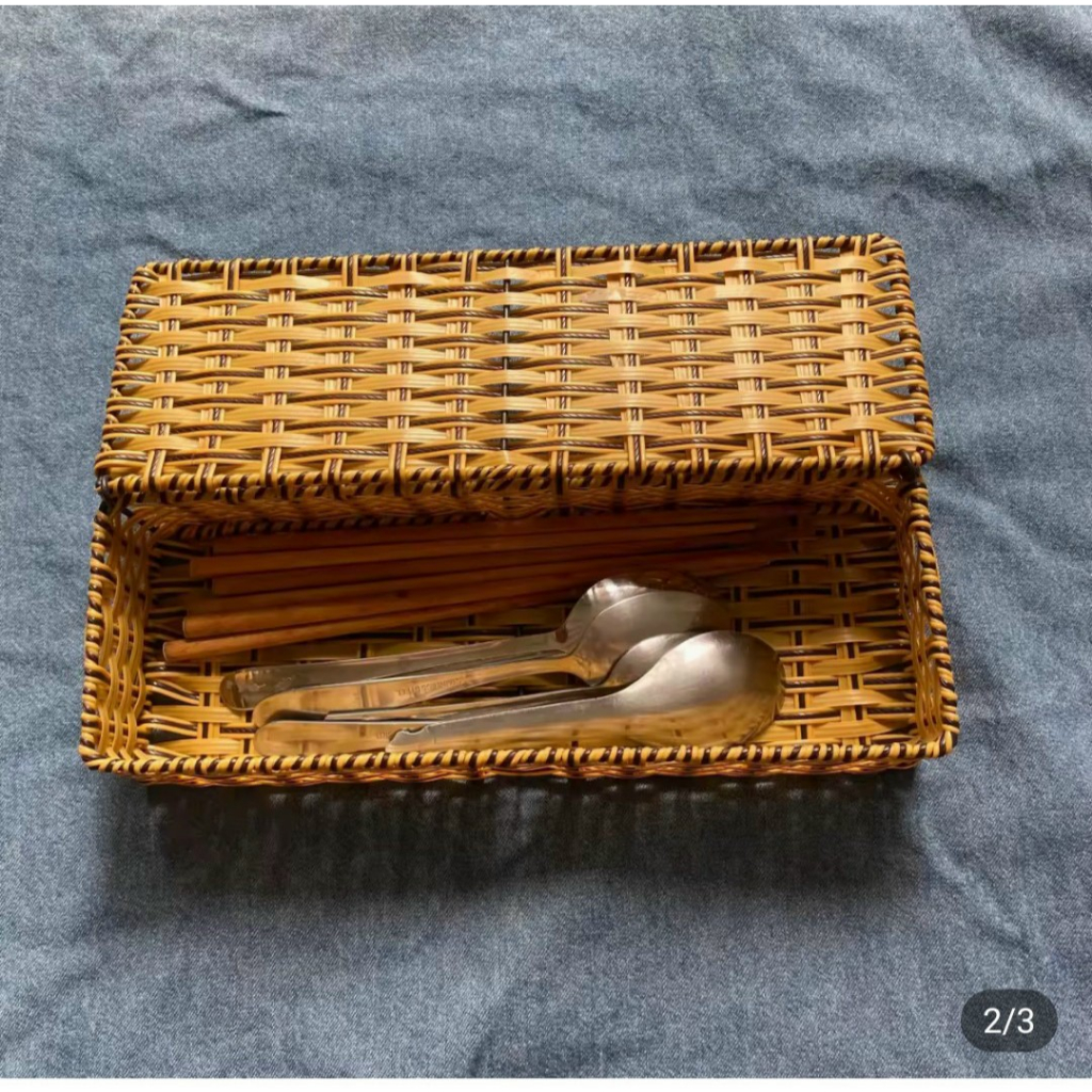 Hộp đựng đũa chữ nhật nhựa mây có nắp đậy tiện lợi dành cho quán ăn gia đình - Mây Tre