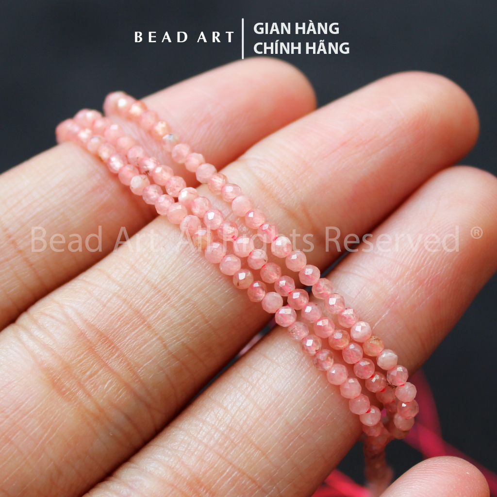 2MM Đào Hoa Màu Hồng , Hợp Mệnh Hoả, Thổ, Phối Vòng Tay Phong Thuỷ, Chuỗi Hạt - Bead Art
