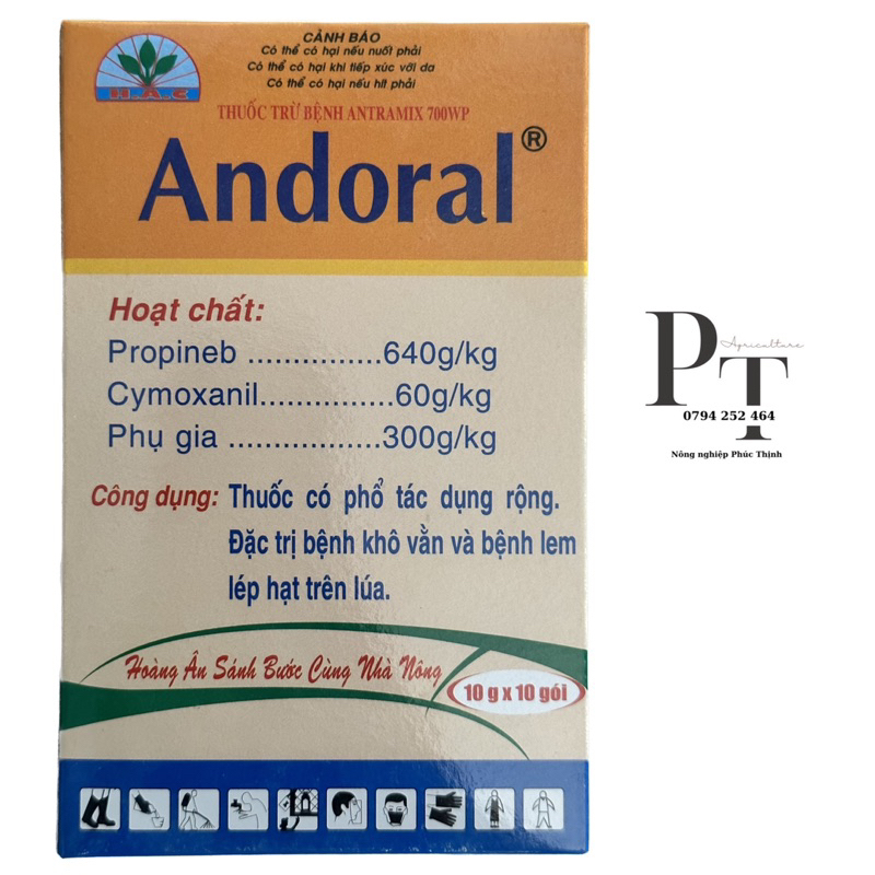 1 HỘP 10 gói ANDORAL| Trừ bệnh phổ rộng, đốm vằn lem lép hạt