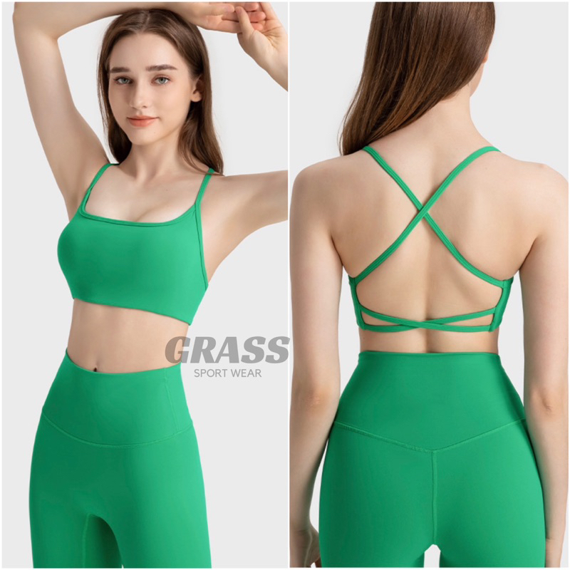 Áo Bra Dây Lưng + Quần legging LuLu Grass Tập Gym Yoga cao cấp