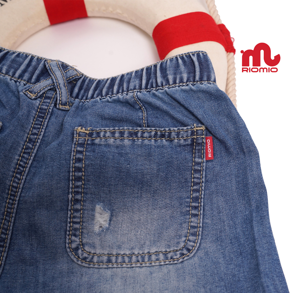 Quần short jean bé gái Riomio quần đùi bò cạp chun dáng rộng chất jean cotton mềm mại không phai size đại 15-40kg RO023