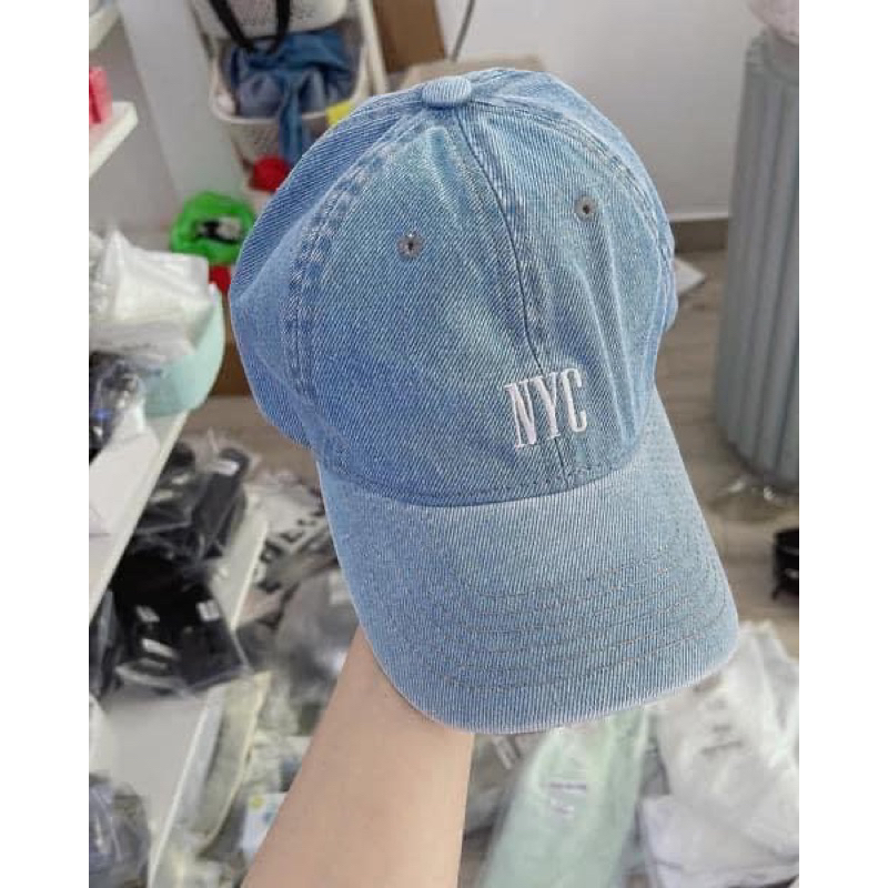Nón Jean phong cách in chữ NYC, vải jean
