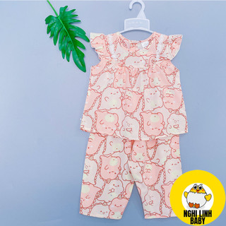 Đồ bộ bé gái tole lanh 2 da, bộ quần áo trẻ em tay ngắn quần dài cánh tiên 8-38kg - Nghi Linh Baby