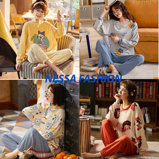 Bộ Đồ Ngủ Nữ Mặc Ở Nhà Vải Co Giãn 4 Chiều Pijama Quần Áo Dài Tay Dày Mùa Xuân Thu Đông Dễ Thương Giá Rẻ Ảnh Thật BĐN46