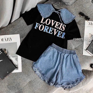 Set jean đùi cổ bèo bigsize