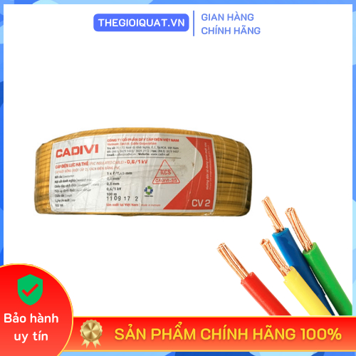 Dây điện đơn CV Cadivi ruột lõi đồng nguyên chất, bán lẻ 1 mét - Hàng chính hãng