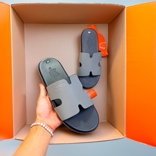 Dép Nam Chữ H Màu Ghi Đen Cá Tính, Quai Ngang Da Mềm Đi Êm Chân Dễ Phối Đồ Cho Boy Phố