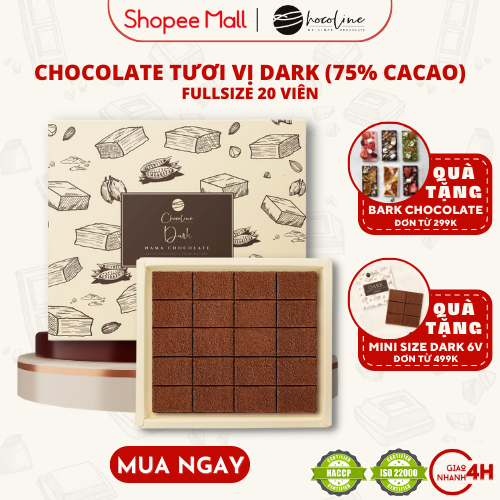 Socola Tươi Chocoline Vị Đắng Dark - Hộp 20 Viên