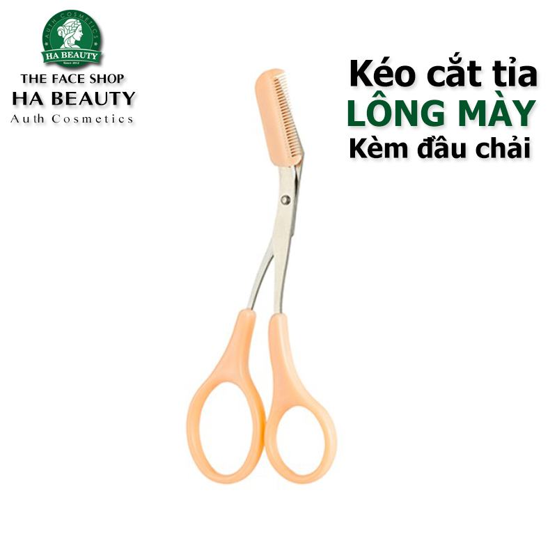 Dụng cụ kéo cắt tỉa lông mày Kèm đầu chải cao cấp THE FACE SHOP Daily Beauty Tools Eyebrow Trimming Scissors With Comb 1