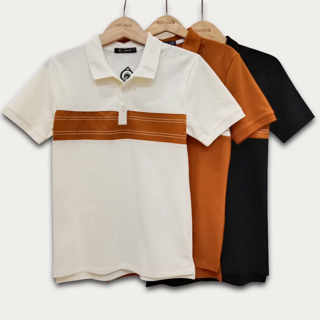 Áo thun polo nam cơ bản _ Gavani pok bold stripes