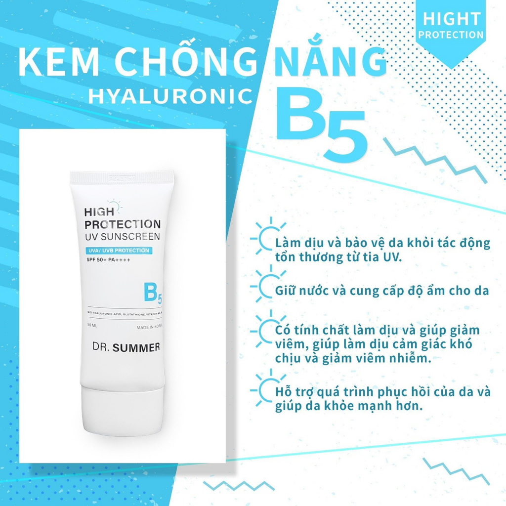 Kem Chống Nắng B5 Dr.Summer High  Protection UV Sunscreen SPF 50+ PA ++++ 50ML