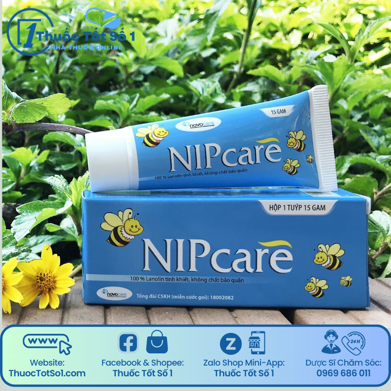 NIPCARE - Kem Lanolin Dưỡng Da & Môi Đa Năng Cho Bé, Giảm Nứt Đầu Ti Cho Mẹ | (tuýp 15g)