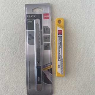 Combo dao dọc giấy Deli 2058 kèm 10 lưỡi dao Deli 2012/2015 9mm