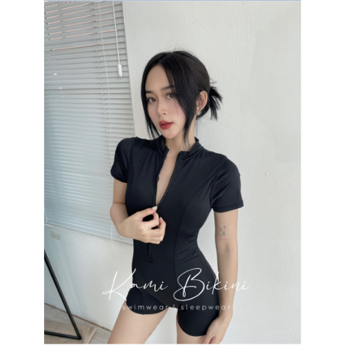 Bikini liền thân khóa kéo dáng bodysuit sẵn đệm mút, đồ bơi 1 mảnh kín đáo chất thun lạnh co giãn 4 chiều