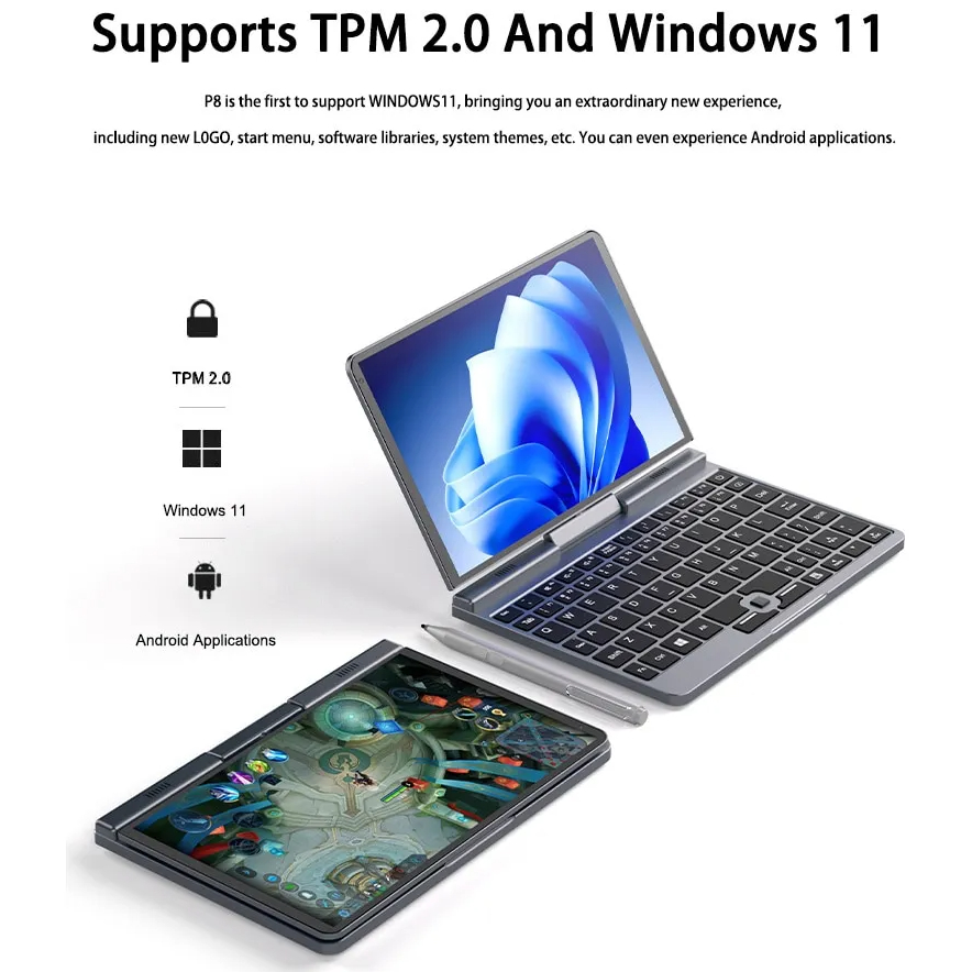 Crelander P8 Pocket mini chiếc laptop mini màn hình 8 inch sử dụng Chip thế hệ 12 intel N100