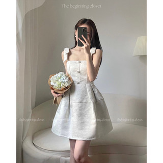 PASS váy đầm tacfa 2 dây nơ đính đá