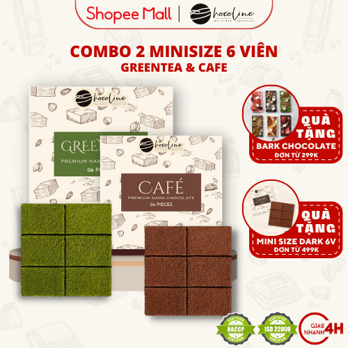 Socola Tươi Chocoline Vị Matcha Trà Xanh, Vị Cà Phê - Combo 2 hộp 6 Viên