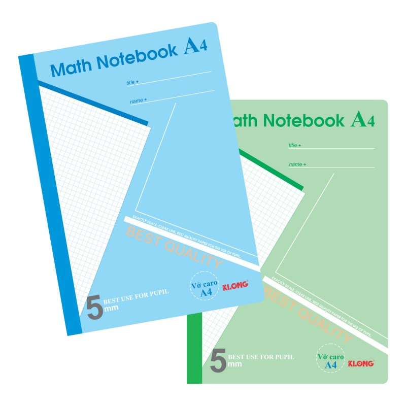 Vở Caro Math Notebook A4 200 trang Klong 298 / Vở Caro 5x5mm học toán và tiếng Trung kích thước 210 x 297 mm